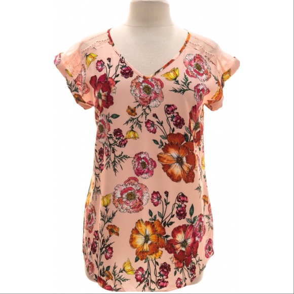 Express Tops - Express - Pink Floral Print Blouse